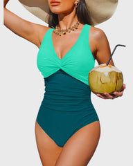 Women Tummy Control One Piece Swimsuit - Push Up Bathing Suit Full Coverage Slimming Swimwear