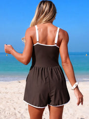 Women Modest One Piece Swimsuit Shorts Loose Fit Sport Bathing Suit