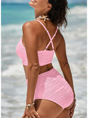 Women 2026 Summer Two Piece Bikini Set U-Wire Cutout High Waisted Swimsuit