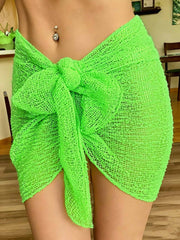 Women Two-Ways Bikini Top Cover Up Mesh Beach Skirt