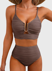 Women 2026 Summer Two Piece Bikini Set U-Wire Cutout High Waisted Swimsuit