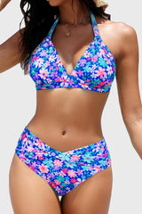 Women Two Piece Bathing Suits Push Up Bikini Set Halter Swimsuit Vintage Swimwear