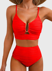 Women 2026 Summer Two Piece Bikini Set U-Wire Cutout High Waisted Swimsuit