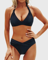 Women Two Piece Bathing Suits Push Up Bikini Set Halter Swimsuit Vintage Swimwear