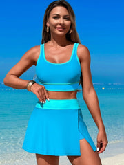 Women High Waisted Bikini Sets Swim Skirt Two Piece Swim Suit