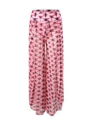 Women 3 Piece Bikini Cover Up Pants Beach Swimsuit Sheer High Waisted Split Loose Wide Leg Trousers