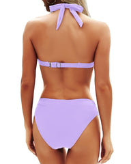 Women Two Piece Bathing Suits Push Up Bikini Set Halter Swimsuit Vintage Swimwear