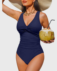 Women Tummy Control One Piece Swimsuit - Push Up Bathing Suit Full Coverage Slimming Swimwear
