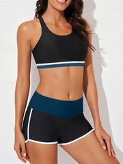 Women Athletic 3 Piece Tankini Swimsuits with Shorts Swim Tank Tops