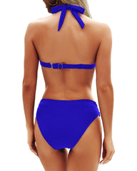 Women Two Piece Bathing Suits Push Up Bikini Set Halter Swimsuit Vintage Swimwear