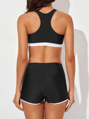 Women Athletic 3 Piece Tankini Swimsuits with Shorts Swim Tank Tops