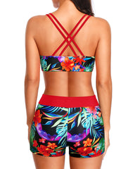 Women 3 Piece Tankini Swimsuits Tummy Control Bathing Suits