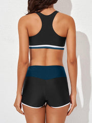 Women Athletic 3 Piece Tankini Swimsuits with Shorts Swim Tank Tops