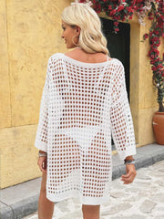 Women Crochet Swimsuit Cover Ups Sexy Mesh Hollow Out Bikini Cover Up Summer Beach Swimwear