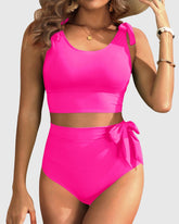 Women Two Piece High Waisted Swimsuits Women Tummy Control Bikini Modest Bathing Suit