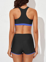 Women Athletic 3 Piece Tankini Swimsuits with Shorts Swim Tank Tops