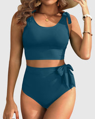 Women Two Piece High Waisted Swimsuits Women Tummy Control Bikini Modest Bathing Suit