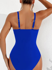 Women Plus Size One Piece Swimsuit V Neck Mesh Sheer Tummy Control Bathing Suit