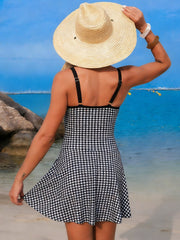Women New Mesh One Piece Swim Dress Swimsuit Tummy Control Bathing Suit