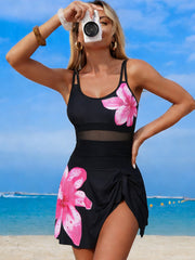 Women New Mesh One Piece Swim Dress Swimsuit Tummy Control Bathing Suit
