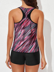 Women Athletic 3 Piece Tankini Swimsuits with Shorts Swim Tank Tops