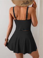 Women Tankini Swimsuit Tummy Control Two Piece Bathing Suit High Waisted Tank Top with Swim Skirt