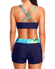 Women 3 Piece Tankini Swimsuits Tummy Control Bathing Suits