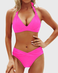Women Two Piece Bathing Suits Push Up Bikini Set Halter Swimsuit Vintage Swimwear
