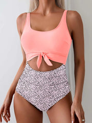 Women One Piece Swimsuit Tummy Control Slimming Bathing Suit Cutout Tie Knot Swimwear