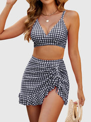 Women High Waisted Bikini Sets Tummy Control Swim Skirt Two Piece Swim Suit