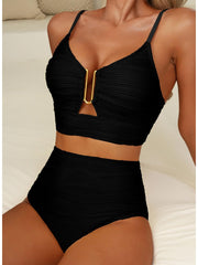 Women 2026 Summer Two Piece Bikini Set U-Wire Cutout High Waisted Swimsuit