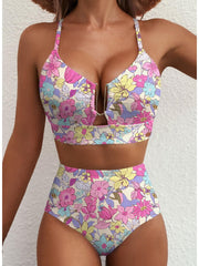 Women 2026 Summer Two Piece Bikini Set U-Wire Cutout High Waisted Swimsuit