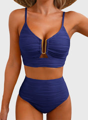 Women 2026 Summer Two Piece Bikini Set U-Wire Cutout High Waisted Swimsuit