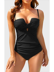 Women Push Up Wrap Front Swimsuit One Piece Tummy Control Bathing Suits Bandeau Support Slimming Swimwear