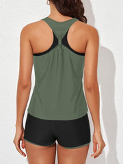Women Athletic 3 Piece Tankini Swimsuits with Shorts Swim Tank Tops