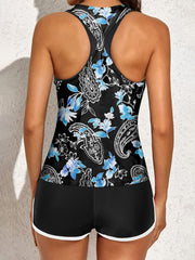 Women Athletic 3 Piece Tankini Swimsuits with Shorts Swim Tank Tops