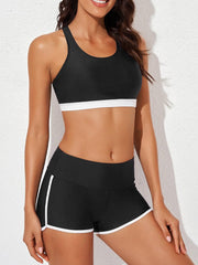 Women Athletic 3 Piece Tankini Swimsuits with Shorts Swim Tank Tops