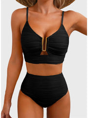Women 2026 Summer Two Piece Bikini Set U-Wire Cutout High Waisted Swimsuit