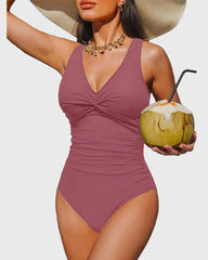 Women Tummy Control One Piece Swimsuit - Push Up Bathing Suit Full Coverage Slimming Swimwear