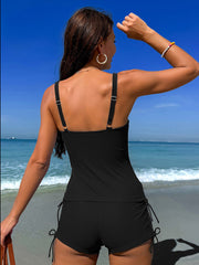 Women Modest Tankini Swimsuits Tummy Control 2 Piece Bathing Suit with Shorts