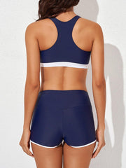 Women Athletic 3 Piece Tankini Swimsuits with Shorts Swim Tank Tops