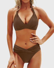 Women Two Piece Bathing Suits Push Up Bikini Set Halter Swimsuit Vintage Swimwear