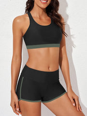 Women Athletic 3 Piece Tankini Swimsuits with Shorts Swim Tank Tops