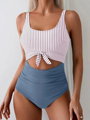 Women One Piece Swimsuit Tummy Control Slimming Bathing Suit Cutout Tie Knot Swimwear
