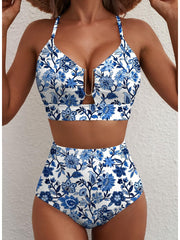 Women 2026 Summer Two Piece Bikini Set U-Wire Cutout High Waisted Swimsuit