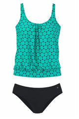Women Blouson Tankini Swimsuits Tops with Shorts Modest Loose Fit Swimwear