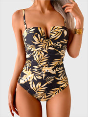 Women Push Up Wrap Front Swimsuit One Piece Tummy Control Bathing Suits Bandeau Support Slimming Swimwear