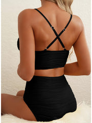 Women 2026 Summer Two Piece Bikini Set U-Wire Cutout High Waisted Swimsuit