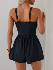 Women Swim Romper With Pocket Tummy Control One Piece Shorts Swimsuit