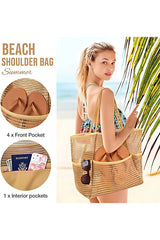 Women Swimming Beach Bag Portable One Shoulder Storage Bag Crossbody Bag Versatile Mesh Bag
